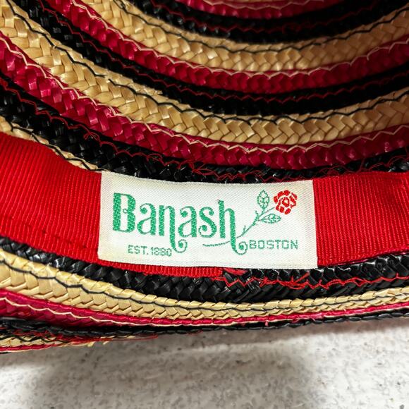 Banash of Boston multicolor striped straw hat sunhat beachy preppy casual resort